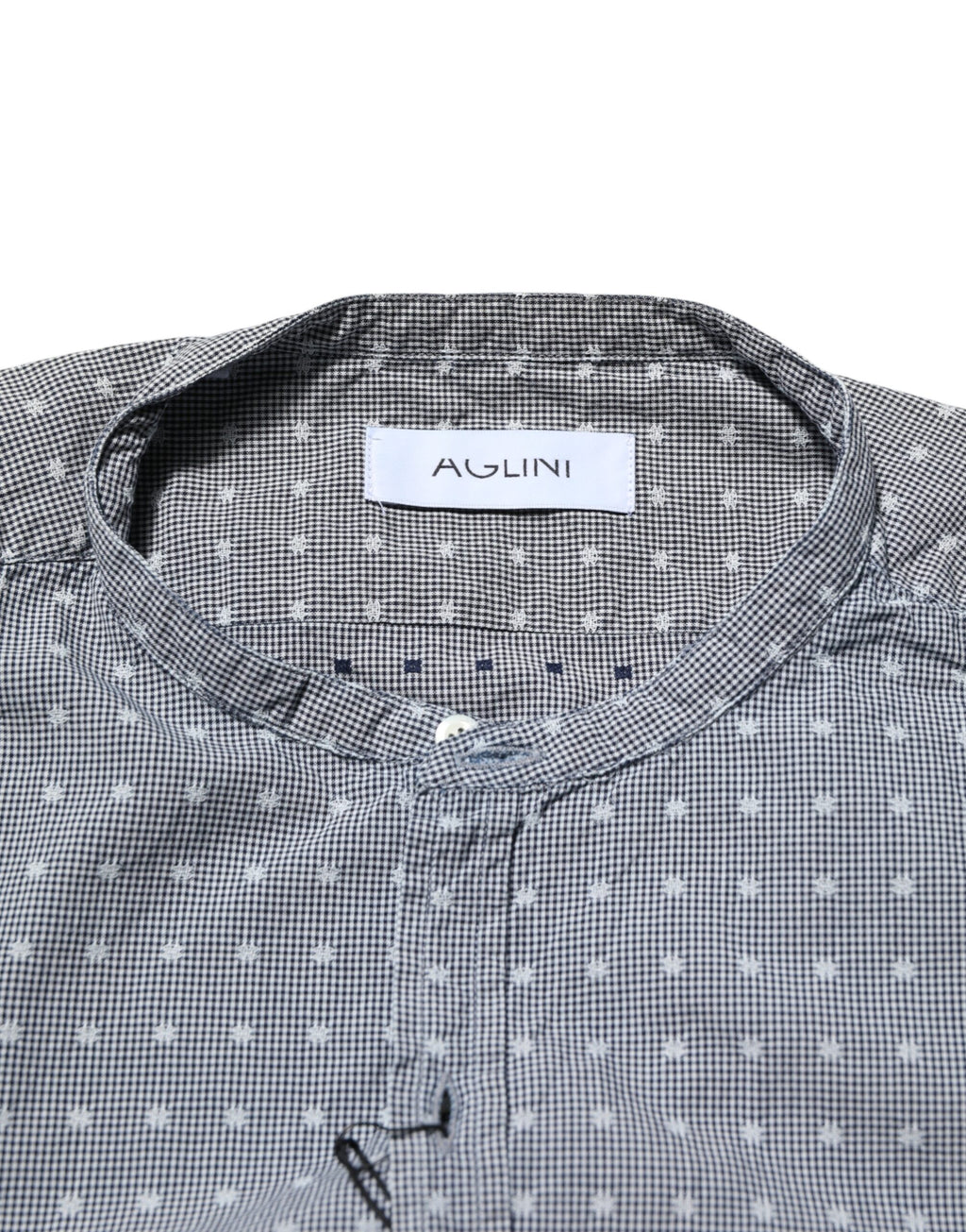 AGLINI Gray Polka Dot Cotton Button Down Long Sleeves Shirt