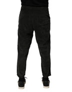 Dondup Black Mid Waist Cropped Corduroy Men Trouser Pants