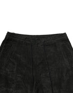 Dondup Black Mid Waist Cropped Corduroy Men Trouser Pants