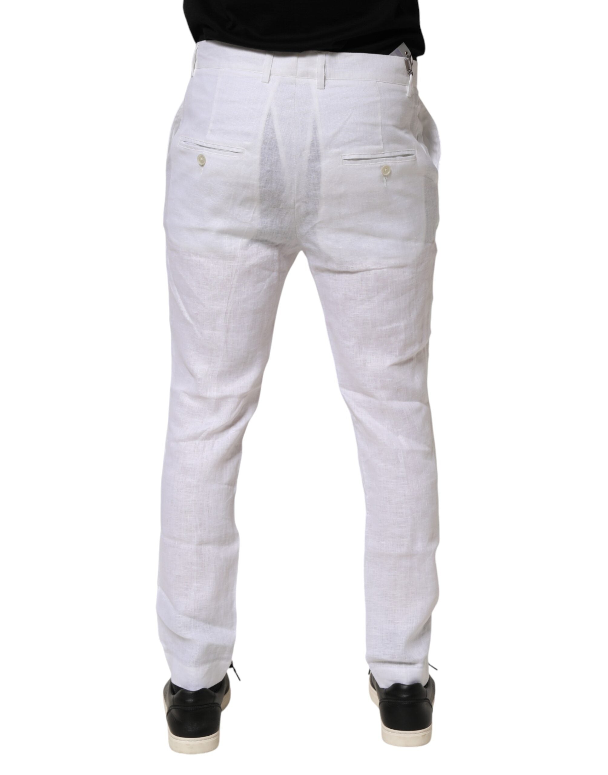 Daniele Alessandrini White Linen Formal Dress Trouser Pants