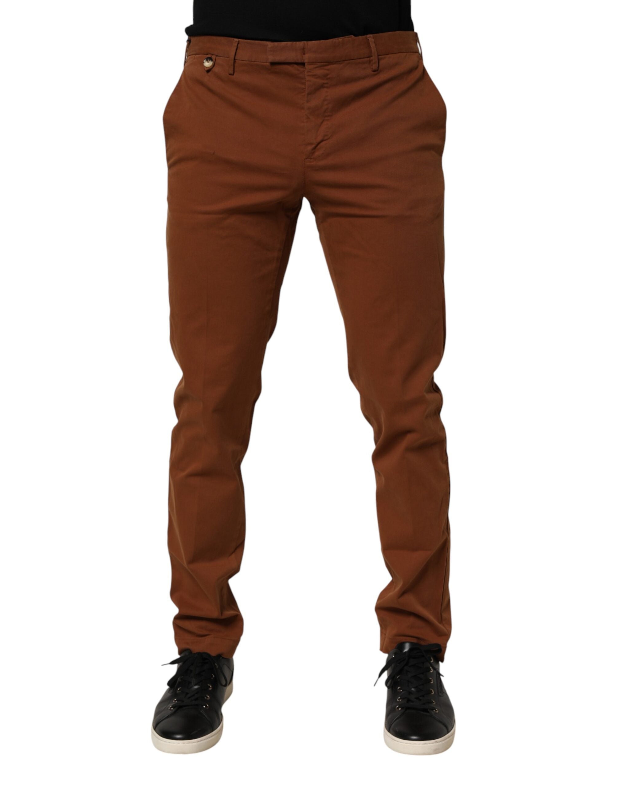 PT Torino Brown Men Skinny Chino Mid Waist Trouser Pants