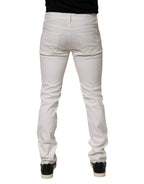 Prada White Mid Waist Skinny Fit Denim Casual Trouser Jeans