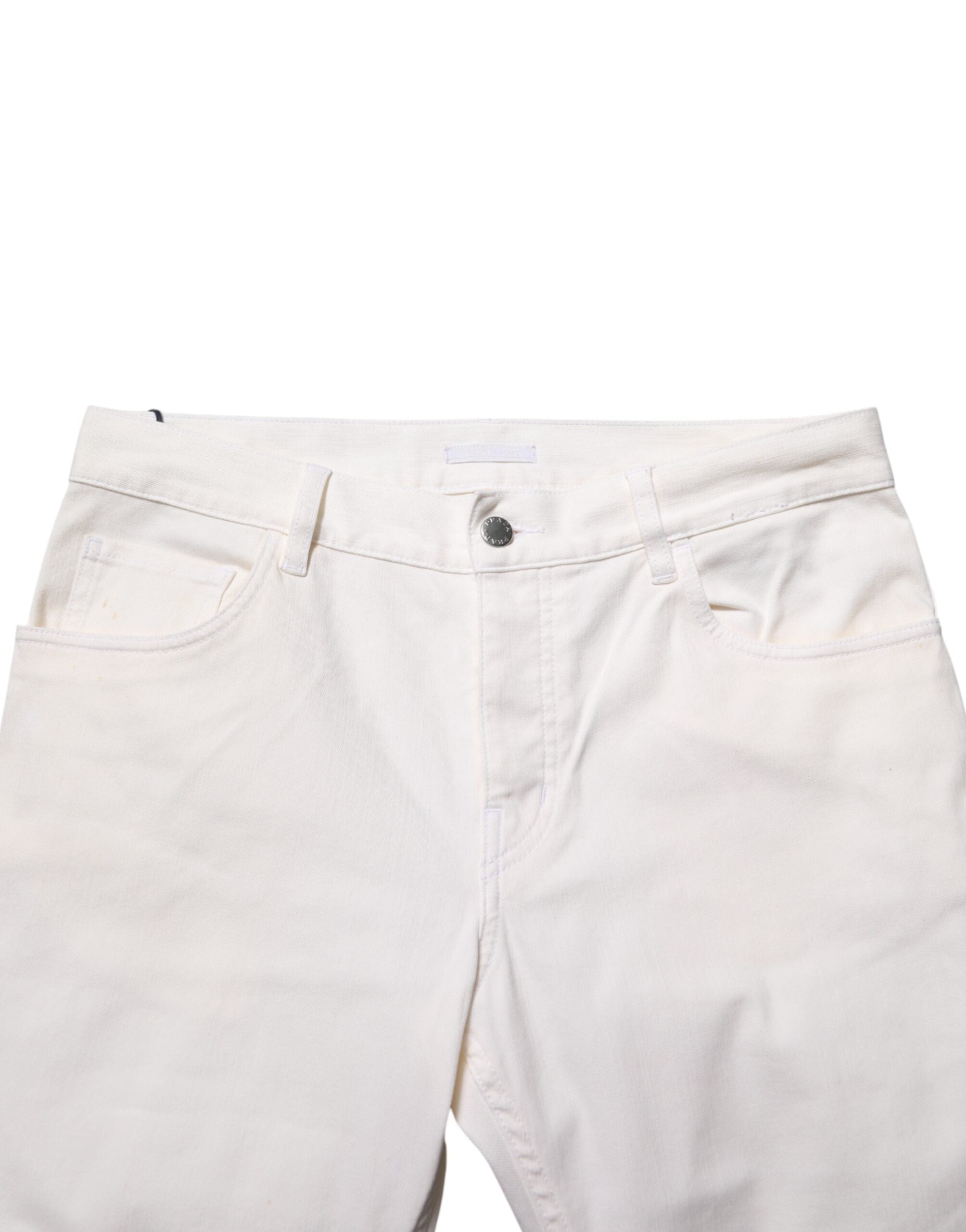 Prada White Mid Waist Skinny Fit Denim Casual Trouser Jeans
