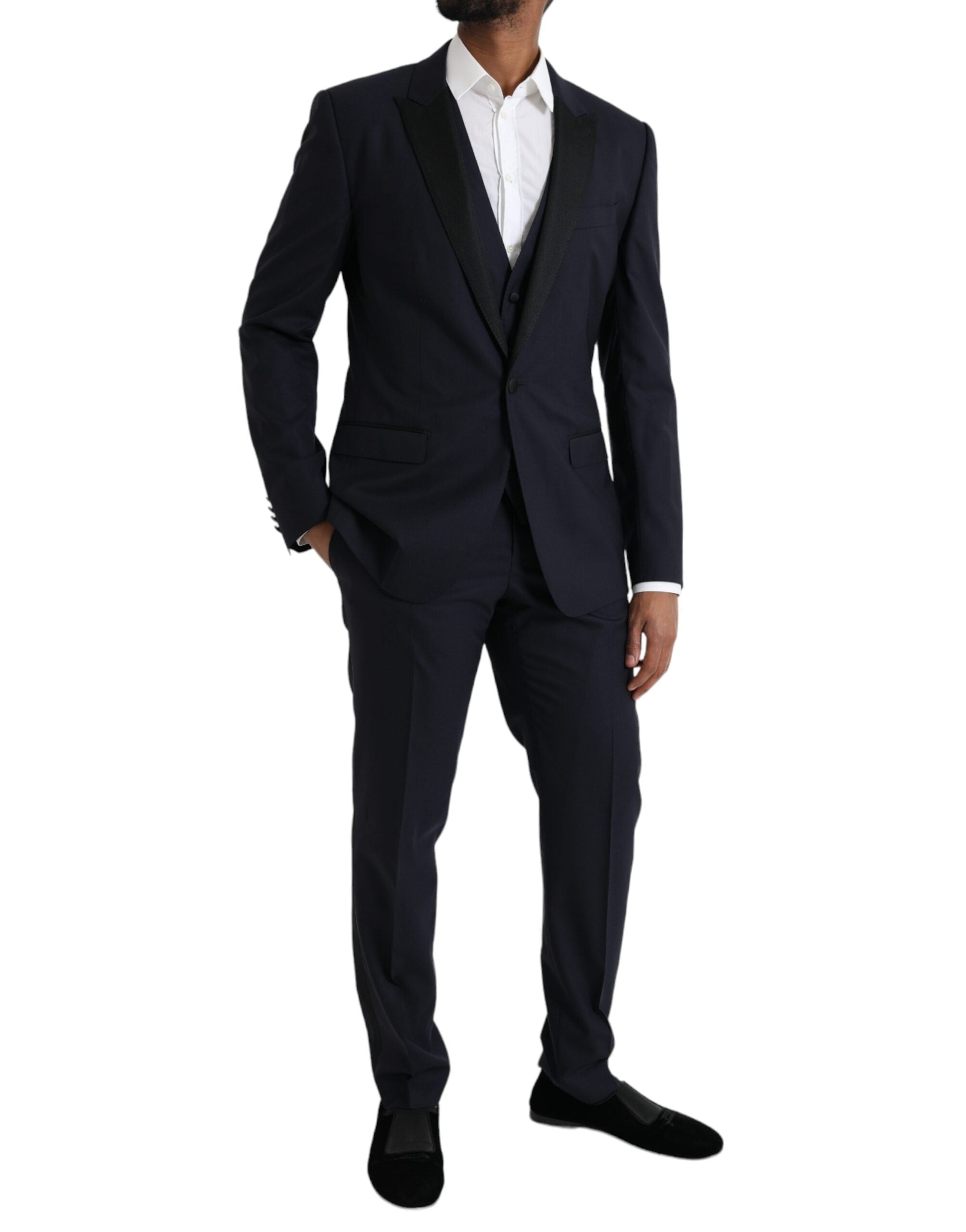 Dolce & Gabbana Blue Wool MARTINI 1 Button Men 3 Piece Suit