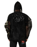 Dolce & Gabbana Black Camouflage Hooded Men Full Zip Sweater