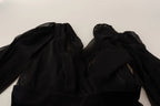 Dolce & Gabbana Black Silk Tulle Long Sleeve V-neck Dress