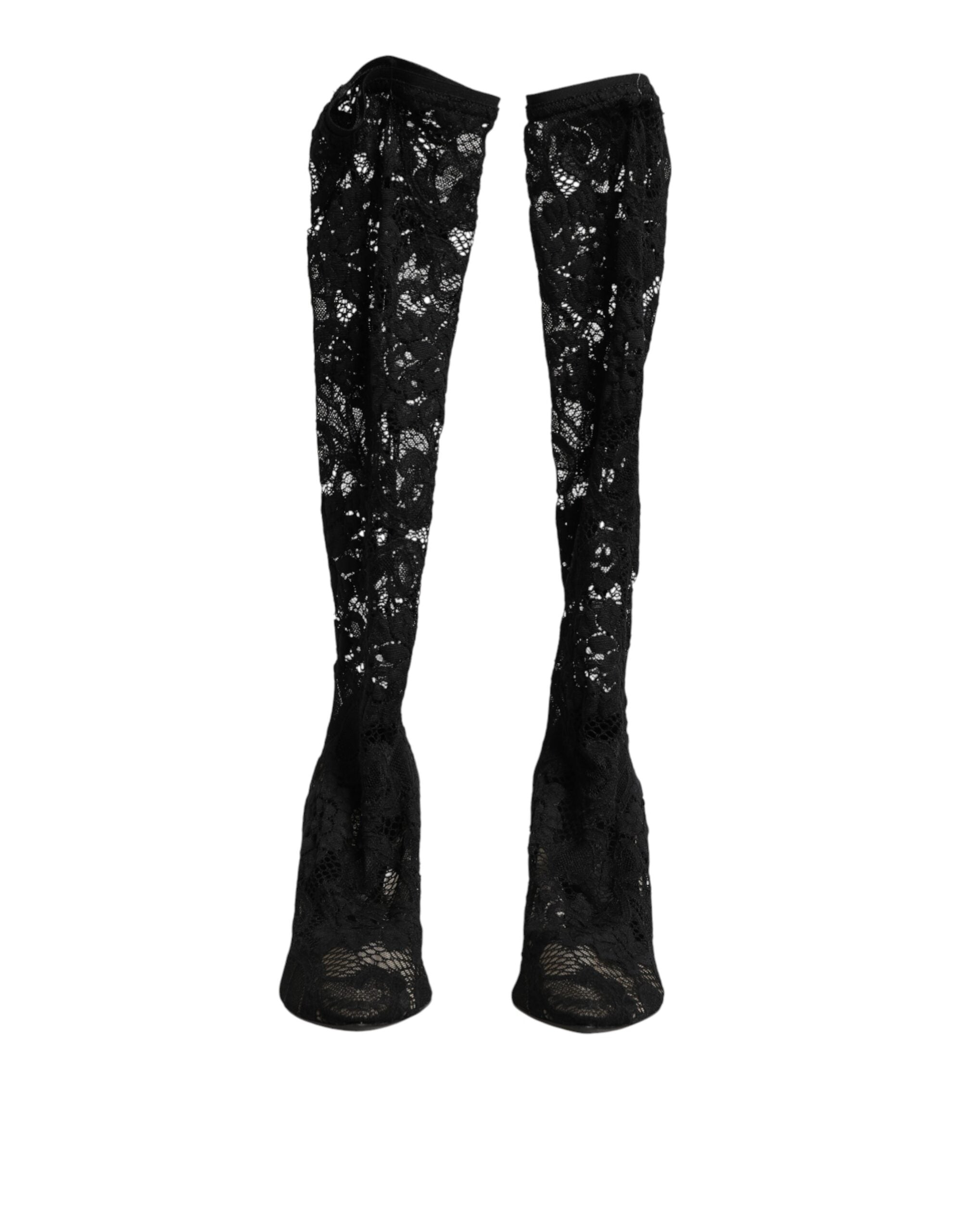 Dolce & Gabbana Black Pumps Taormina Lace Socks Boots Shoes