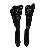 Dolce & Gabbana Black Pumps Taormina Lace Socks Boots Shoes