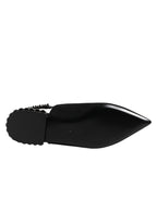 Dolce & Gabbana Black Crystal Charmeuse Slingback Shoes
