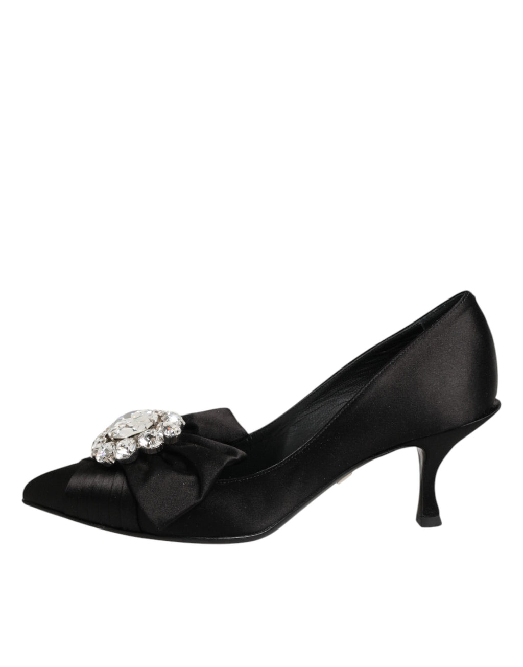 Dolce & Gabbana Black Satin Bow Crystal Embellishment Pumps Shoes