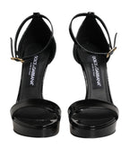 Dolce & Gabbana Black Leather Platform Keira Sandals Shoes