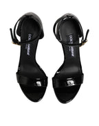 Dolce & Gabbana Black Leather Platform Keira Sandals Shoes