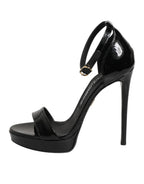 Dolce & Gabbana Black Leather Platform Keira Sandals Shoes