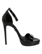 Dolce & Gabbana Black Leather Platform Keira Sandals Shoes