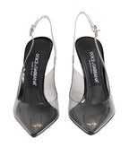 Dolce & Gabbana Black Leather Clear PVC Slingback Pumps Shoes