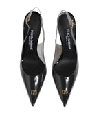 Dolce & Gabbana Black Leather Clear PVC Slingback Pumps Shoes