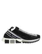 Dolce & Gabbana Black Silver Slip On Sorrento Sneakers Shoes
