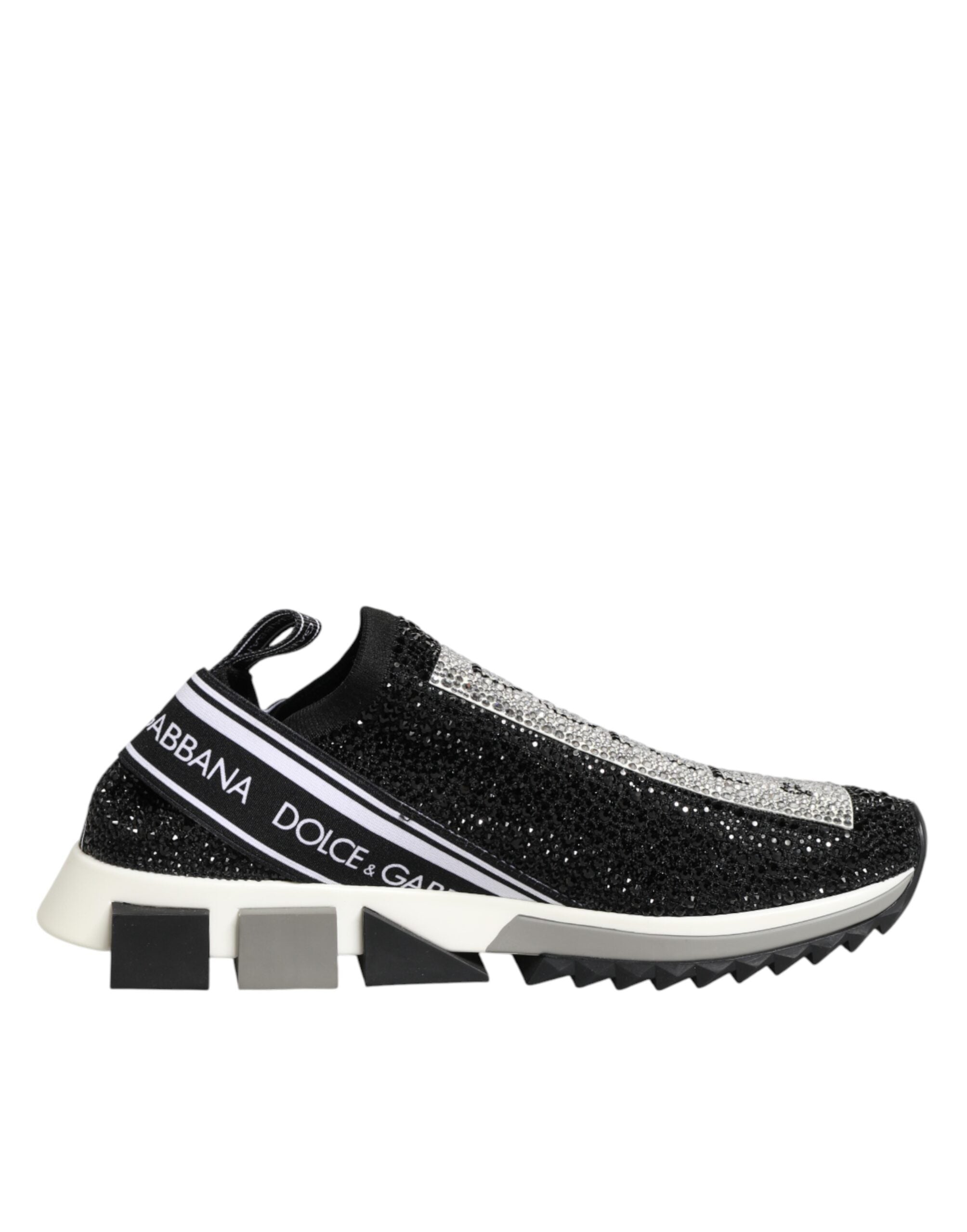 Dolce & Gabbana Black Silver Slip On Sorrento Sneakers Shoes