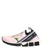 Dolce & Gabbana Pink Floral Sorrento Low Top Sneakers Shoes
