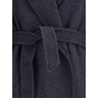 Max Mara Blue Fleece Wool Coat