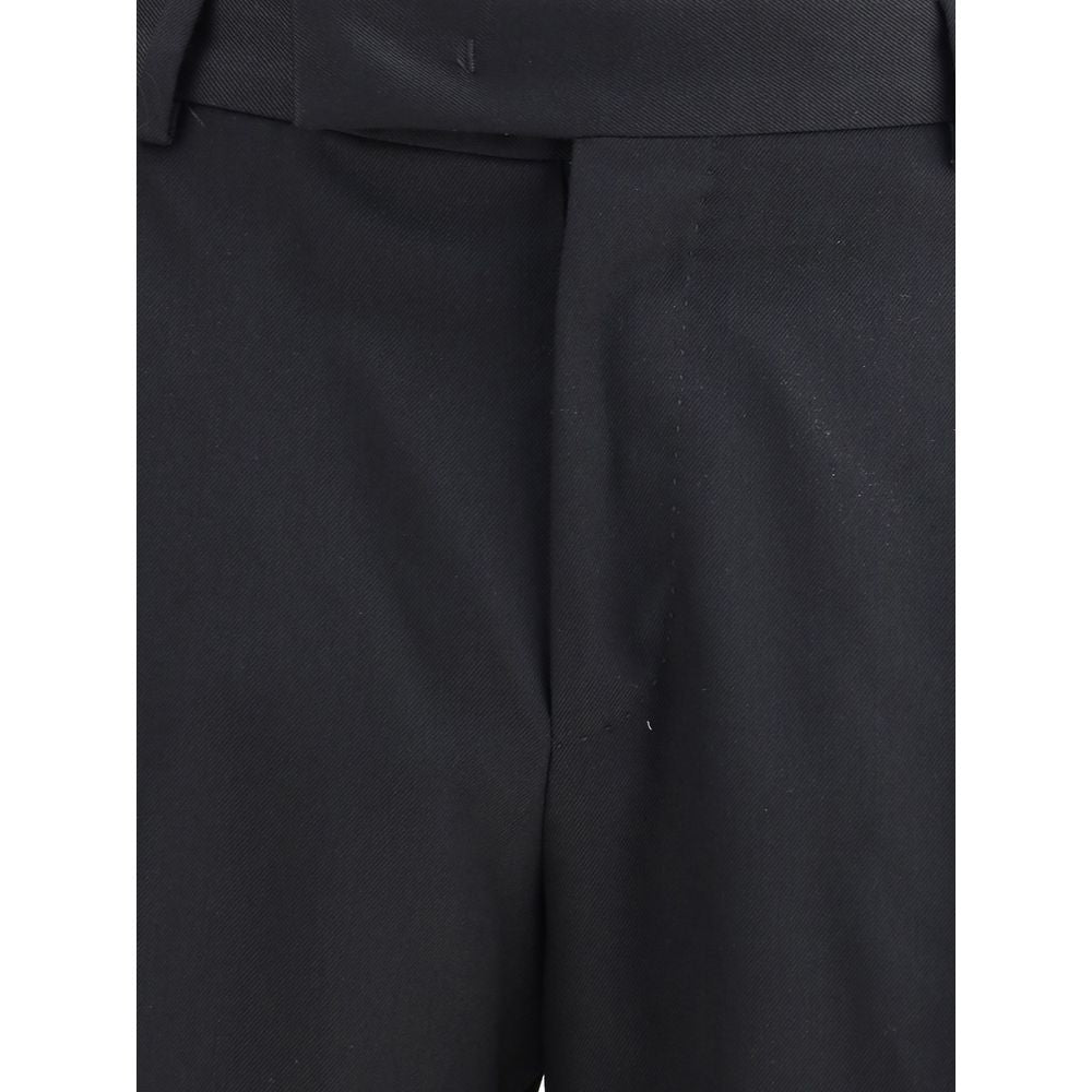 PT Torino Black Fleece Wool Casual Pants