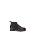 Santoni Black Calf Leather Bos Taurus Lace-Up Boots
