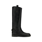 Burberry Black Calf Leather Bos Taurus Flat Boots