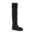 Dolce & Gabbana Black Calf Leather Bos Taurus Lace-Up Boots