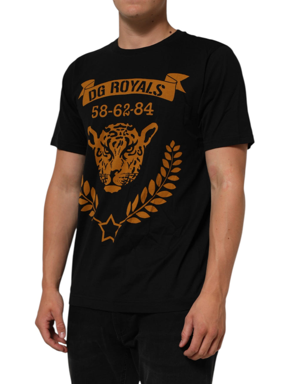 Dolce & Gabbana Black DG Royals Cotton Crew Neck Men T-shirt