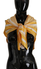Dolce & Gabbana Yellow White Silk Striped Square Wrap Scarf