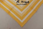 Dolce & Gabbana Yellow White Silk Striped Square Wrap Scarf
