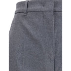 Max Mara Gray Fleece Wool Casual Pants