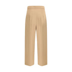 Max Mara Beige Fleece Wool Casual Pants