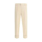 Cruna Beige Cotton Casual Pants