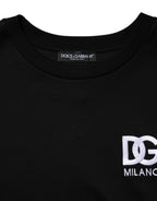Dolce & Gabbana Black Cotton DG Logo Embroidery Top  T-shirt