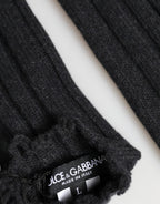 Dolce & Gabbana Black Virgin Wool Knitted Fingerless Gloves