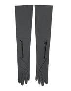 Dolce & Gabbana Dark Gray Viscose Elbow Length Mitten Men Gloves