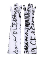 Dolce & Gabbana Black White DG Logo Elbow Length Mitten  Gloves