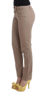 Cavalli Class Beige Dress Skinny Slim Straight Chinos Pants
