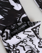 Dolce & Gabbana Gloves Black White DG Logo Elbow Length Mitten