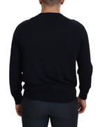 Alpha Studio Black Wool Crewneck Pullover Sweatshirt Sweater