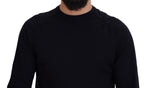 Alpha Studio Black Wool Crewneck Pullover Sweatshirt Sweater