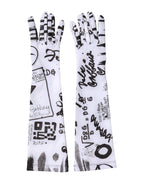 Dolce & Gabbana Black White DG Logo Elbow Length Mitten Gloves