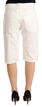 Maison Margiela White Mid Waist Knee Length Bermuda Shorts