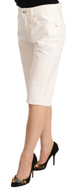 Maison Margiela White Mid Waist Knee Length Bermuda Shorts