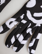 Dolce & Gabbana Black White DG Logo Elbow Length Mitten Gloves