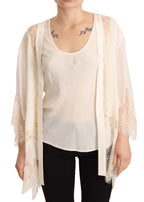 Twinset Off White Tank Lace Trim Cardigan Women Blouse Tops