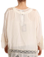 Twinset Off White Tank Lace Trim Cardigan Women Blouse Tops