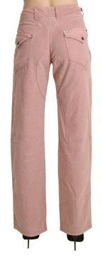 Ermanno Scervino Cotton Pink High Waist Straight Trouser Pants