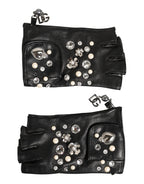 Dolce & Gabbana Blue Logo Fingerless Wrist Length Mitten Gloves